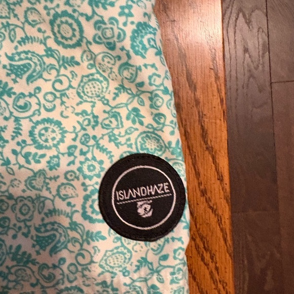 Islandhaze Men's Teal and White Swim Trunks - Picture 2 of 5